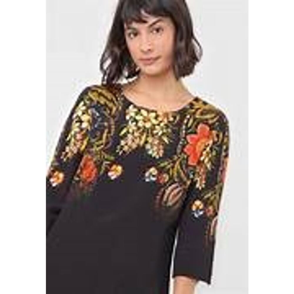 DESIGUAL NWT $159 Butterflower Printed 3/4 Sleeve Dress Size L (US M) - Picture 1 of 6